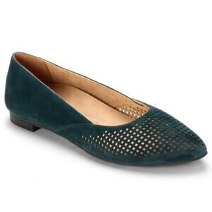 Vionic 'Posey' Women's 6 Flat Green Suede Orthotic Comfort Ballet Fall Slip On